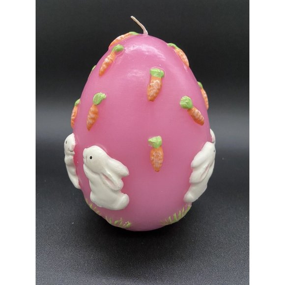 5.5 in Easter Bunny Candle Rabbits Pink Egg Carrots Large - Picture 2 of 6